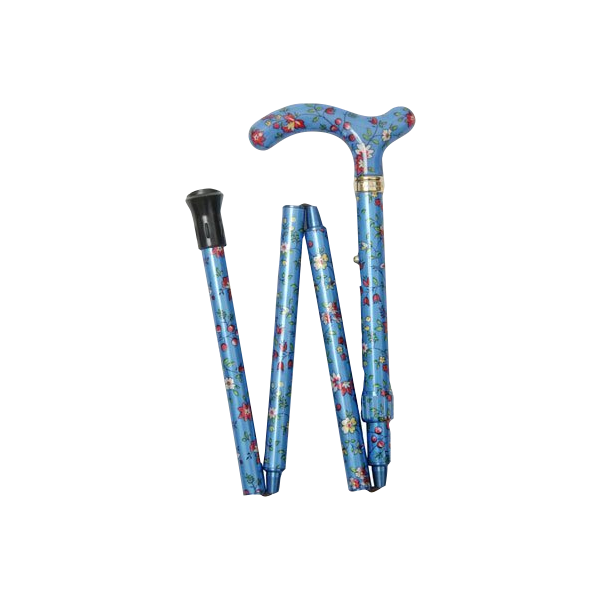 Folding Stick「Blue & Red Floral」| 英国のステッキ・杖 Classic 